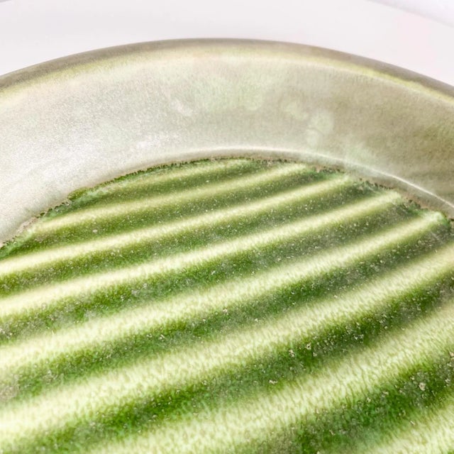 1970s Modernist Art Optical Dish Green Stripe Plate Usa For Sale - Image 4 of 10