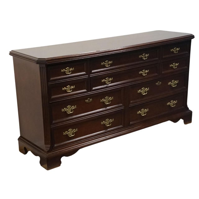Traditional Bassett Furniture Eden House Collection Solid Cherry Traditional Style 66" Double Dresser 2083-0237 For Sale - Image 3 of 12
