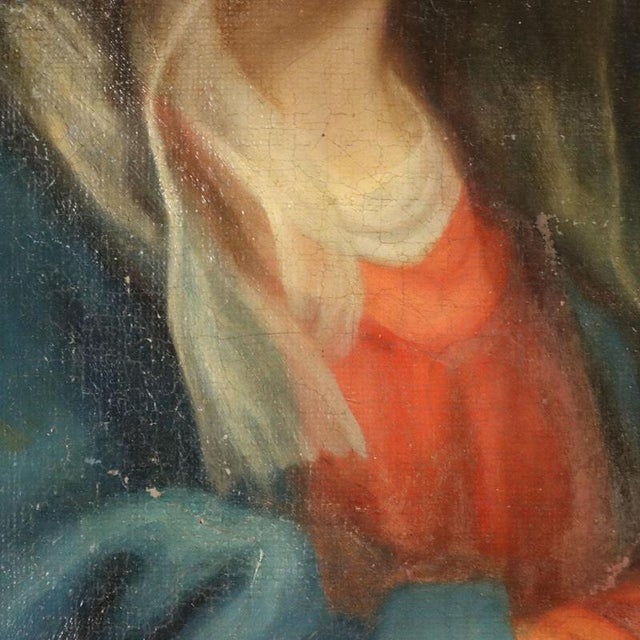 Italian School, Painting of the Madonna in Prayer, Oil on Canvas For Sale - Image 5 of 10