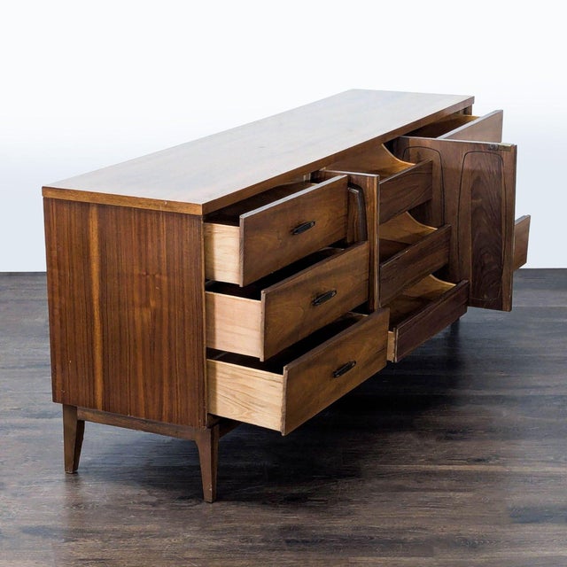 Broyhill Vintage Broyhill Mid-Century Modern Walnut Credenza, Attributed For Sale - Image 4 of 12