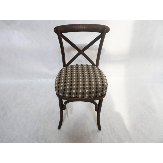 Farmhouse Bent Wood Cross Back Dining Chair With Caned Seat and Cushion For Sale - Image 3 of 11