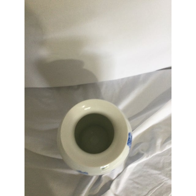 Vintage Blue and White Vase With Small Butterfly Deta For Sale - Image 9 of 10