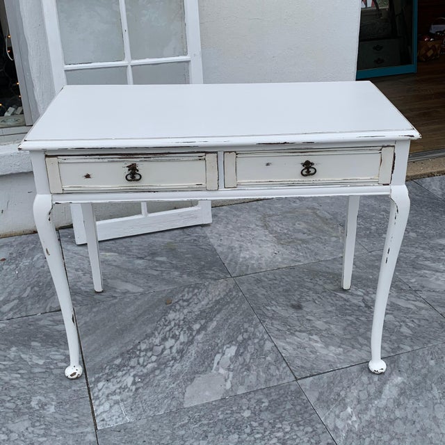French Country Distressed White Writing Desk Chairish