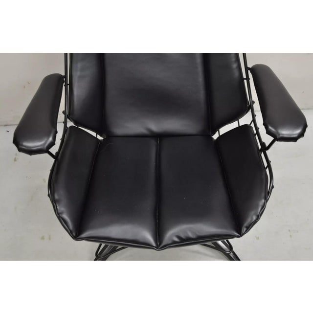 Mid 20th Century Mid 20th Century Vintage Mid Century Modern Homecrest Tall Swivel Wrought Iron Black Lounge Chair For Sale - Image 5 of 11