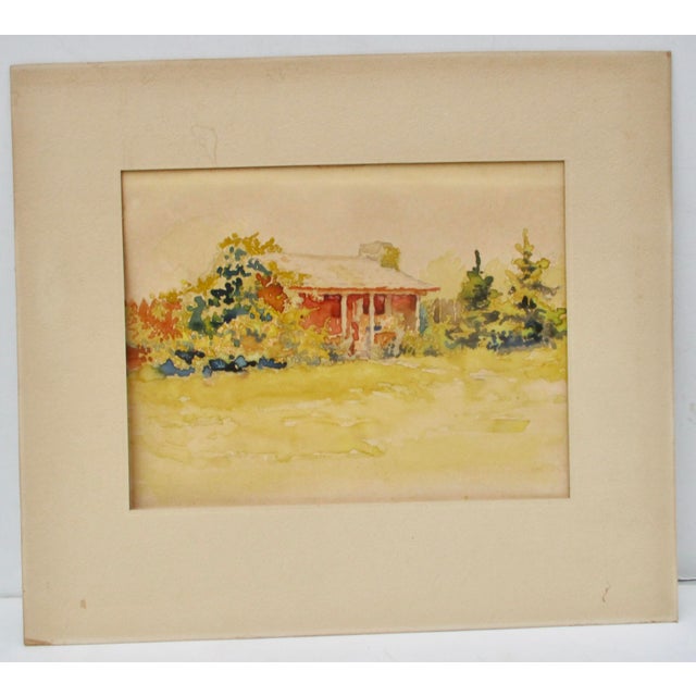 Realism Vintage Watercolor Landscape Early 20th For Sale - Image 3 of 6