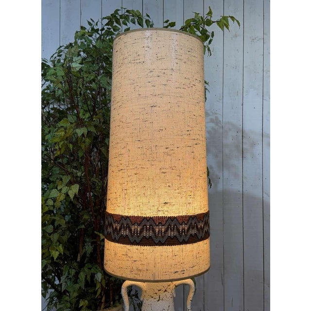Ceramic White Ceramic Lamp with Lampshade, 1970s For Sale - Image 7 of 17