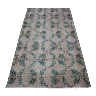 1970s Turkish Anatolian Handmade Floral Desing Runner Rug For Sale