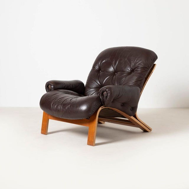 Wood Ry Wing Lounge Chair by Elsa and Nordahl Solheim for Rybo Mobler, Norway, 1970s For Sale - Image 7 of 7
