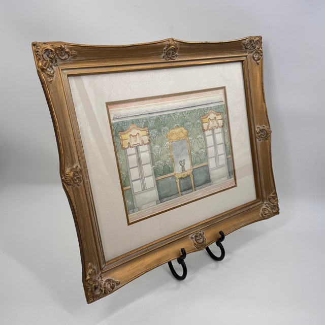 Original European Interior Architecture Watercolor Rendering For Sale - Image 4 of 12