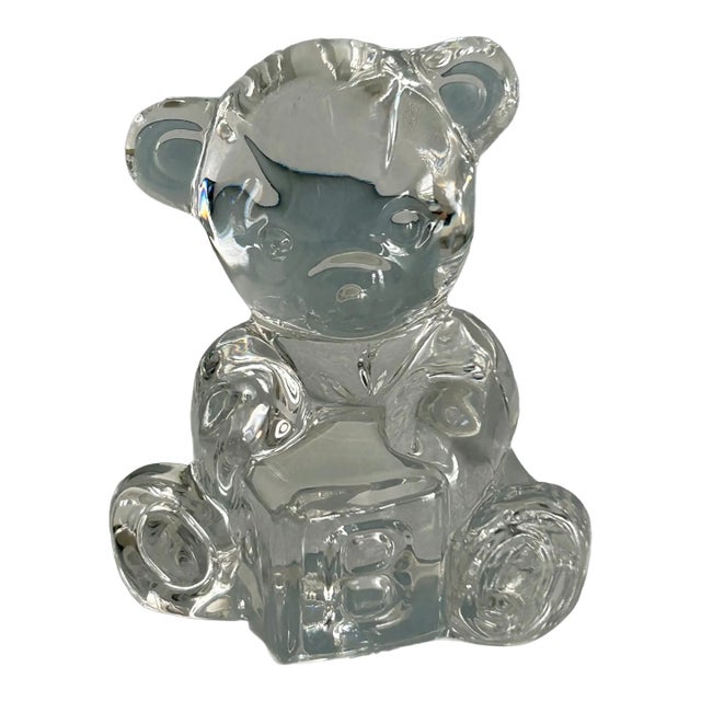 VTG Waterford Crystal Teddy Bear W Block Figurine Paperweight 3" Made in Ireland For Sale