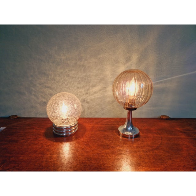 Space Age Table Lamp in Bubbled Glass, 1970s For Sale - Image 6 of 11