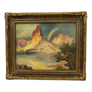 Early 1900s Antique American Grand Canyon Oil Painting by A. Nichols.