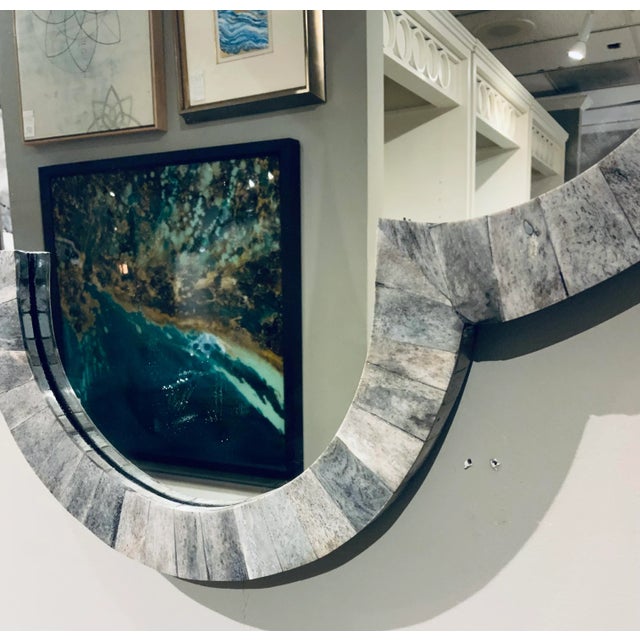 Modern Modern Gray Faux Bone Quatrefoil Wall Mirror For Sale - Image 3 of 5