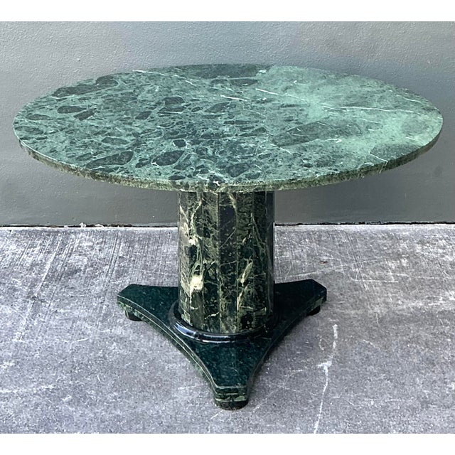 Green Vintage Green Marble Pedestal Table For Sale - Image 8 of 12