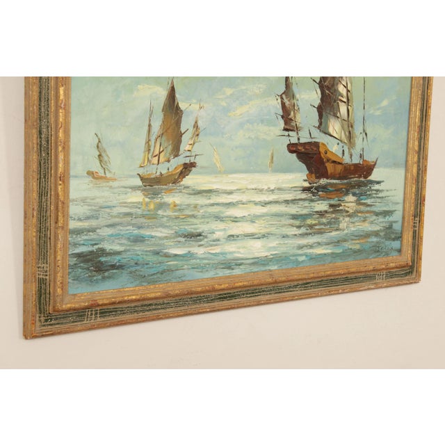 Chinese Trading Ships at Sea Original Painting by W. S. Chiang For Sale - Image 9 of 13