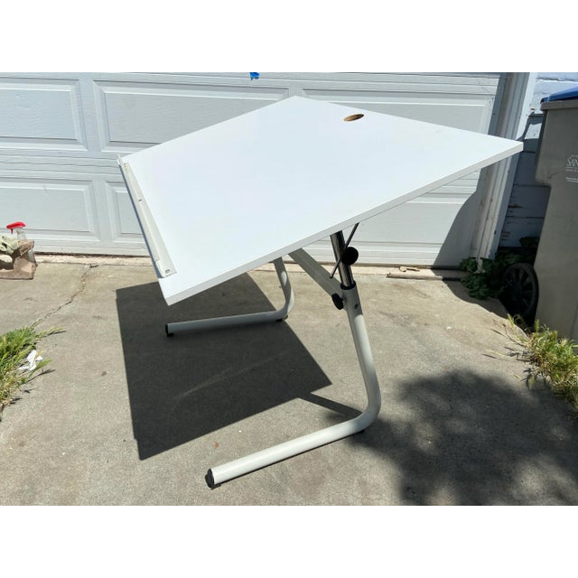 Vintage mid century modern Nanny model by neolt Italian drafting table with adjustable tubular frame in good condition,...