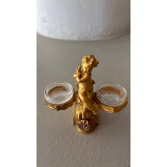 French Late 19th Century Baccarat Gilt Bronze & Chrystal Double Salt Cellar - Set of 6 For Sale - Image 3 of 5