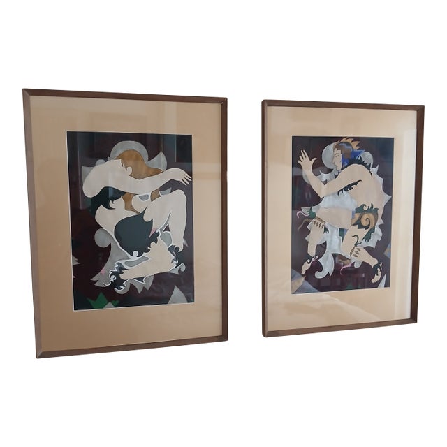 Louise Gilbert 1934 Mexico Pair of Exotic Oils on Paper For Sale