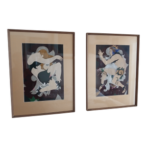 Louise Gilbert 1934 Mexico Pair of Exotic Oils on Paper