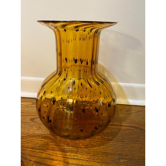 Mid 20th Century Vintage Italian Amber Tortoise Blown Glass Vases- Set of 3 For Sale - Image 9 of 10