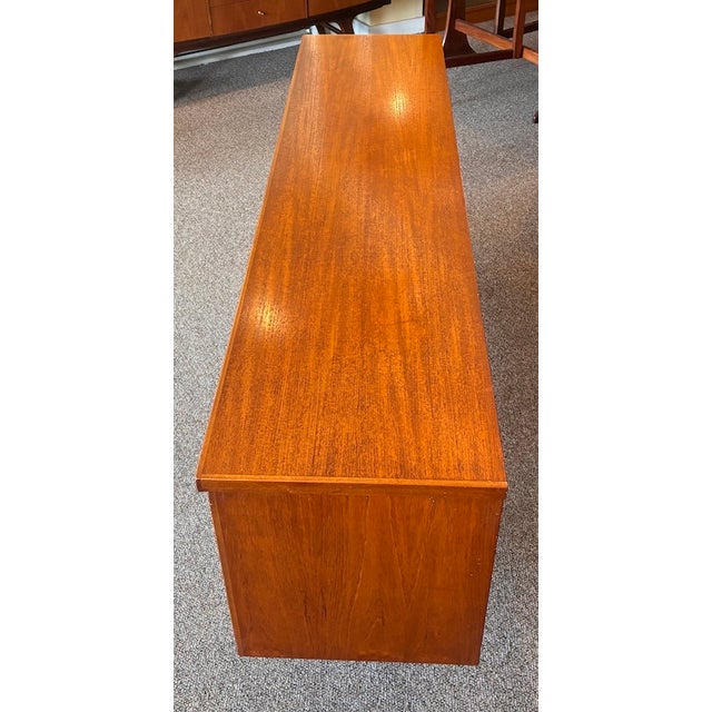 Mid Century Modern Teak Credenza c.1960 Quality Built - UK Import - Drop Front Mini-Bar - Center Storage - Right Side Bank...