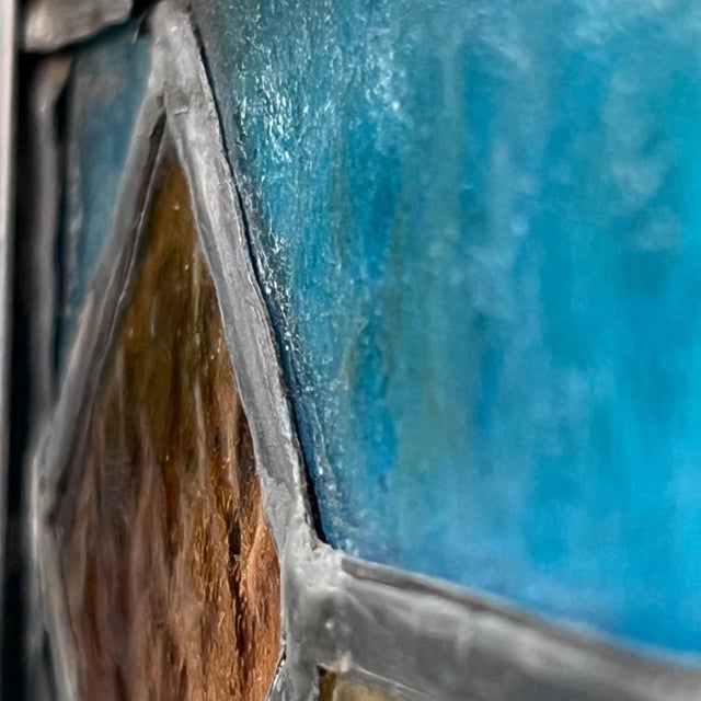 Antique Leaded Stained Glass Window With Amber Eye For Sale - Image 4 of 8