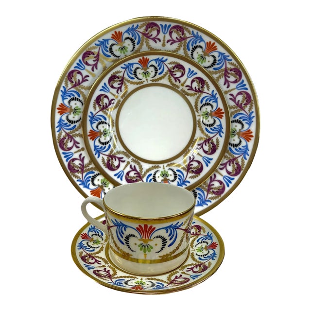 Gosford Salad, Bread & Butter, Teacup, Saucer, and Rim Soup Set by William Yeoward- 5 Pieces For Sale