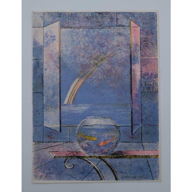Pierre Garcia-Fons, Composition à la fenêtre Aqua, Lithograph For Sale - Image 8 of 8