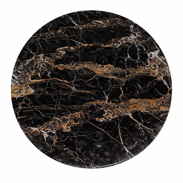 Vintage Black & Gold Marble Coffee Table With Gilt Pedestal Base – Hollywood Regency / MCM For Sale - Image 4 of 5