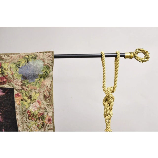 Jacquard Woven French Wall Tapestry Still Life Flowers & Mandolin by J&d For Sale In Philadelphia - Image 6 of 12