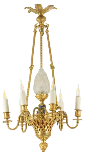Louis XVI Style Chandelier in Gilded Bronze, 1900s