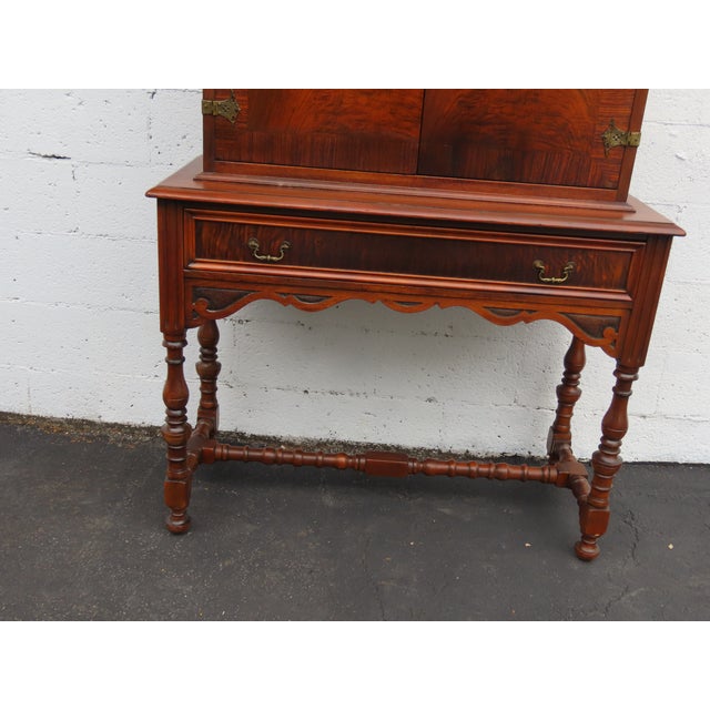 Chippendale Early 1920s Tall China Cabinet Cupboard With Brass Accent 6453 For Sale In Miami - Image 6 of 18