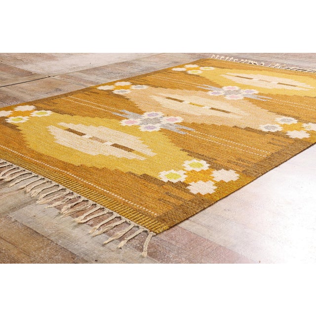 Ingegerd Silow Vintage Swedish Rollakan Rug, 04'06 X 06'10 For Sale - Image 9 of 11
