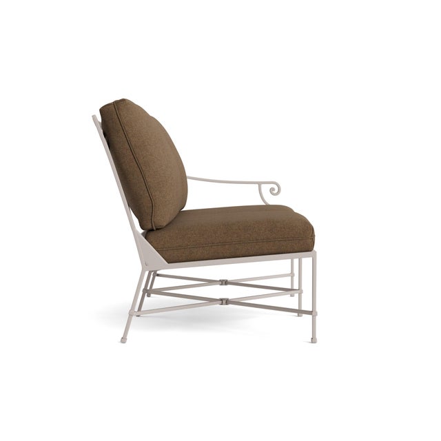 Contemporary Brown Jordan Venetian Right Arm Loveseat, Dove frame with Fusion Moccasian fabric For Sale - Image 3 of 11