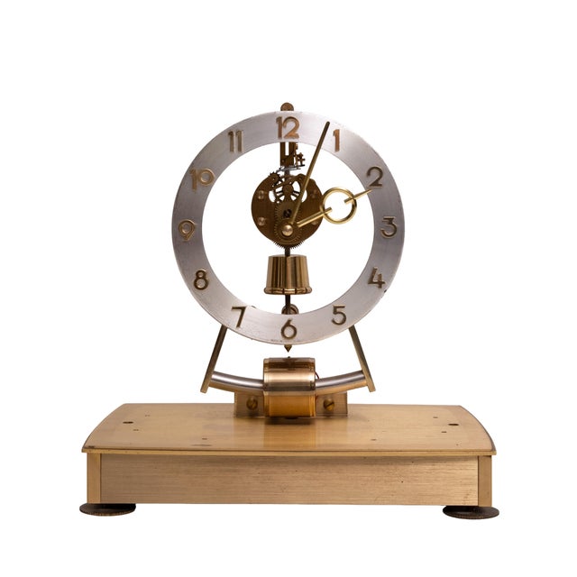 Mid-Century Modern Kundo Brass Electromagnetic Mantel Clock, Germany, 1950s For Sale - Image 3 of 13