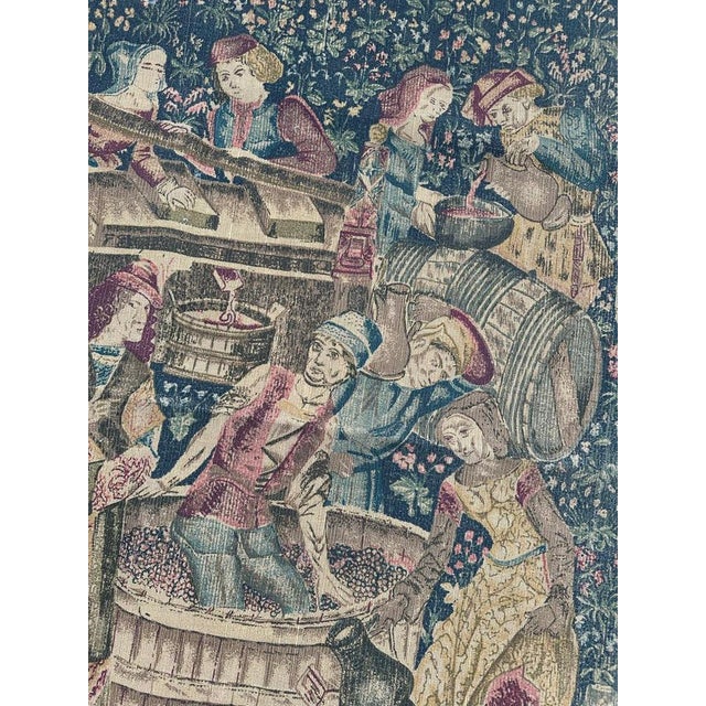 Vintage French Hand Printed Tapestry Vendanges Museum Design, 1960s For Sale - Image 3 of 18