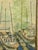 Paint Large Mid-Century Modern Impasto Expressionist Harbor Boats Painting, Signed Oil For Sale - Image 7 of 7