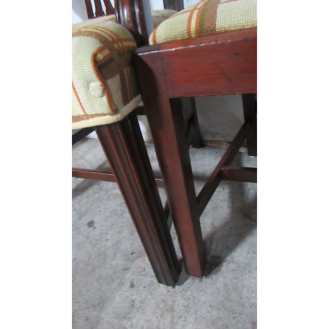 Brown 1940s Set Eight Mahogany Dining Room Chippendale Chairs For Sale - Image 8 of 14