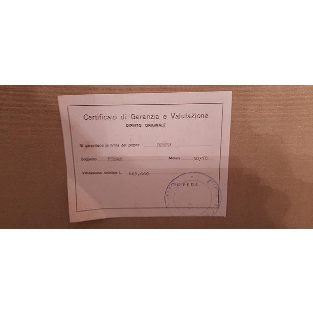 Chartreuse Alfonse Renè, Flowers, 1980, Oil on Canvas For Sale - Image 8 of 18