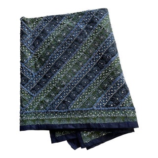 Blue and Green Bead and Sequence Table Cloth Table Square For Sale