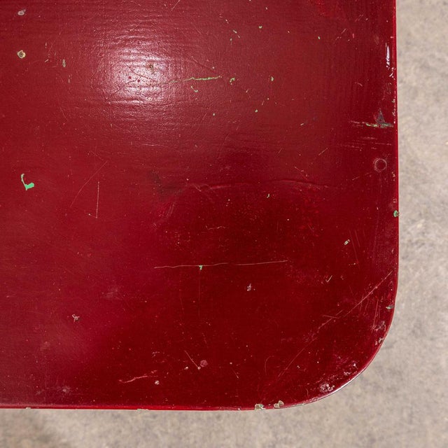 French Dark Red Metal Folding Dining Table, 1950s For Sale - Image 6 of 9