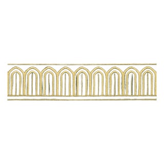 Schumacher Arches Embroidered Tape Medium In Olive For Sale