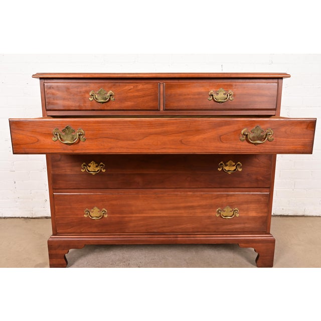 1960s Henkel Harris Georgian Solid Cherry Wood Five-Drawer Dresser or Chest of Drawers, Circa 1960s For Sale - Image 5 of 15