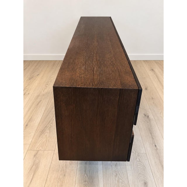 Modern Seared Oak Sideboard With Polished Stainless Steel Inlay. For Sale - Image 3 of 8