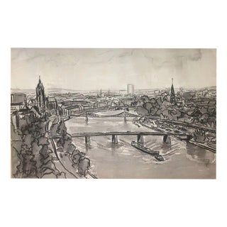 Iron Bridge, Charcoal & Ink For Sale