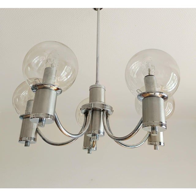Space Age Chrome Chandelier, 1970s For Sale - Image 4 of 10