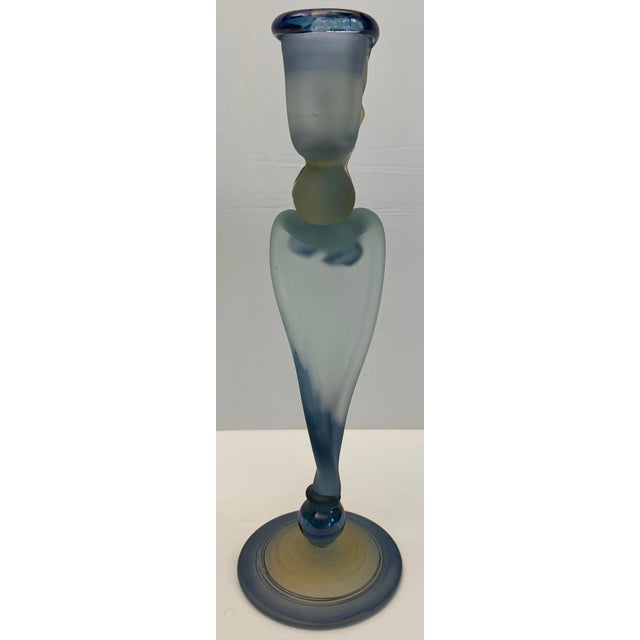 Unique Art Deco style hand-crafted, hand blown art glass stem vase. A beautiful and ornate Art Deco style trumpet vase,...