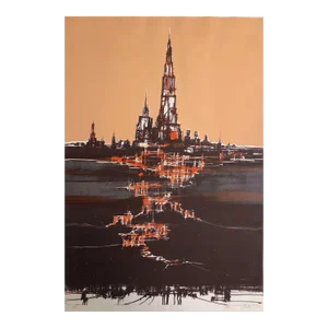 1968 Max Gunther Modern Cityscape Lithograph