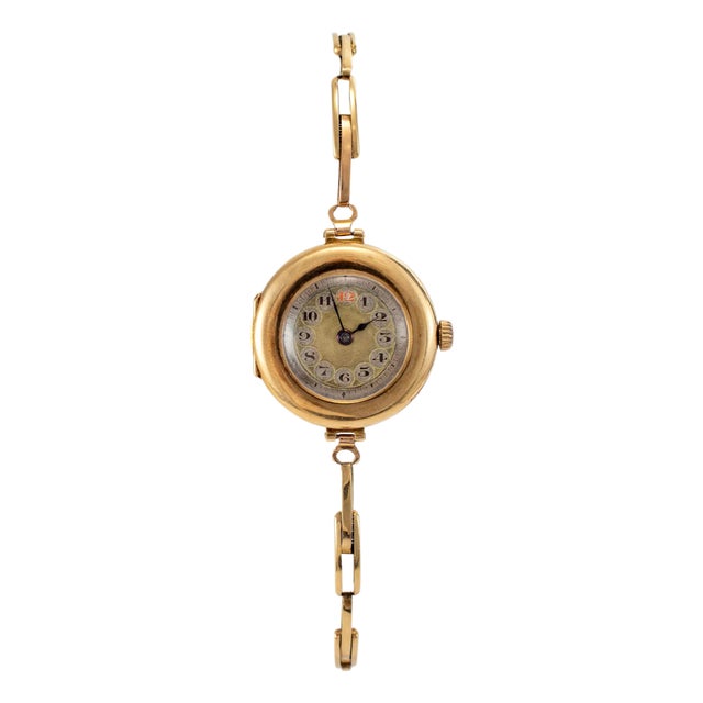Antique Rolex 1920s Manual Winding 26mm 15k Yellow Gold Ladies Watch For Sale