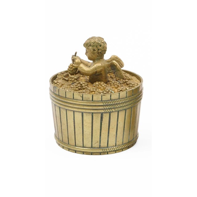 Early 19th Century Antique Early 19th Century French Empire Bronze Inkwell in the Form of a Putto Making Wine in a Barrel of Grapes For Sale - Image 5 of 9